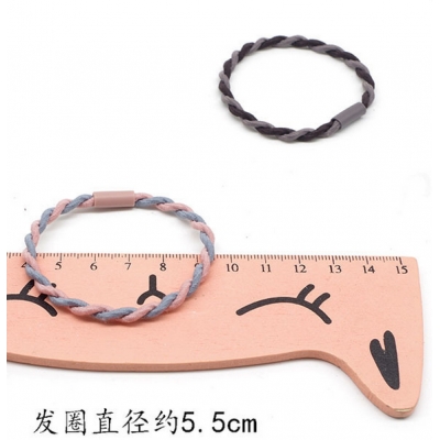 Charming durable tow-color woven elastic hair ties